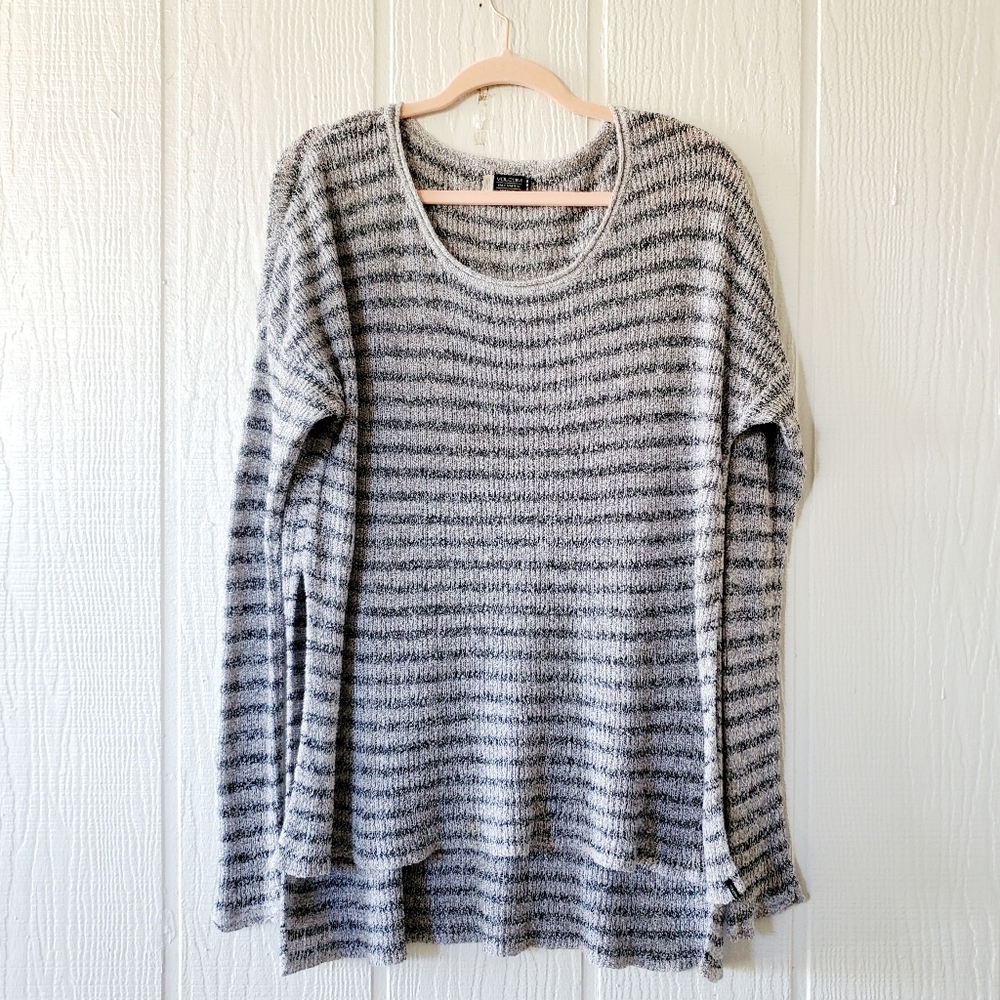 Volcom Slouchy Oversized Striped Tunic Sweater Cover Up Side Slits Medium